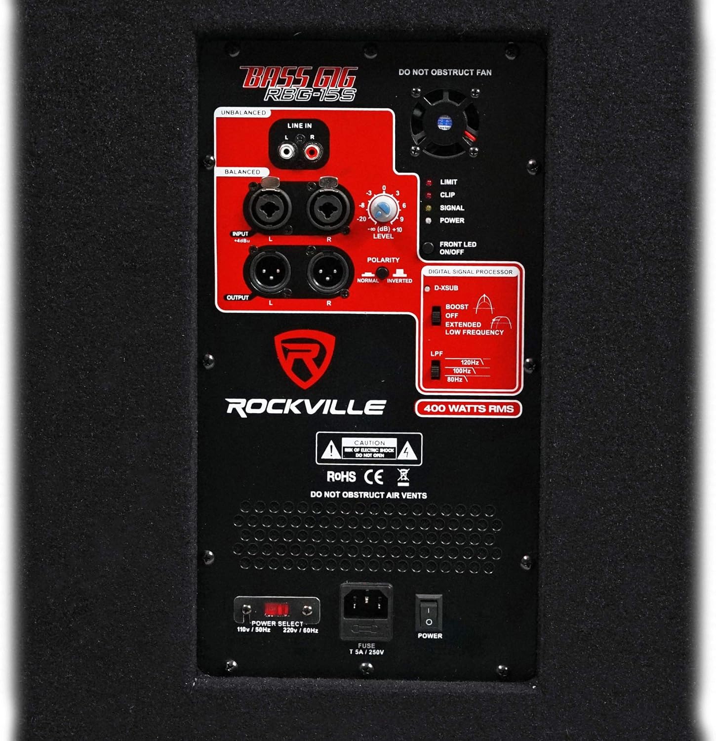15" 1600w Active Powered PA Subwoofer with Steel Casters P13096