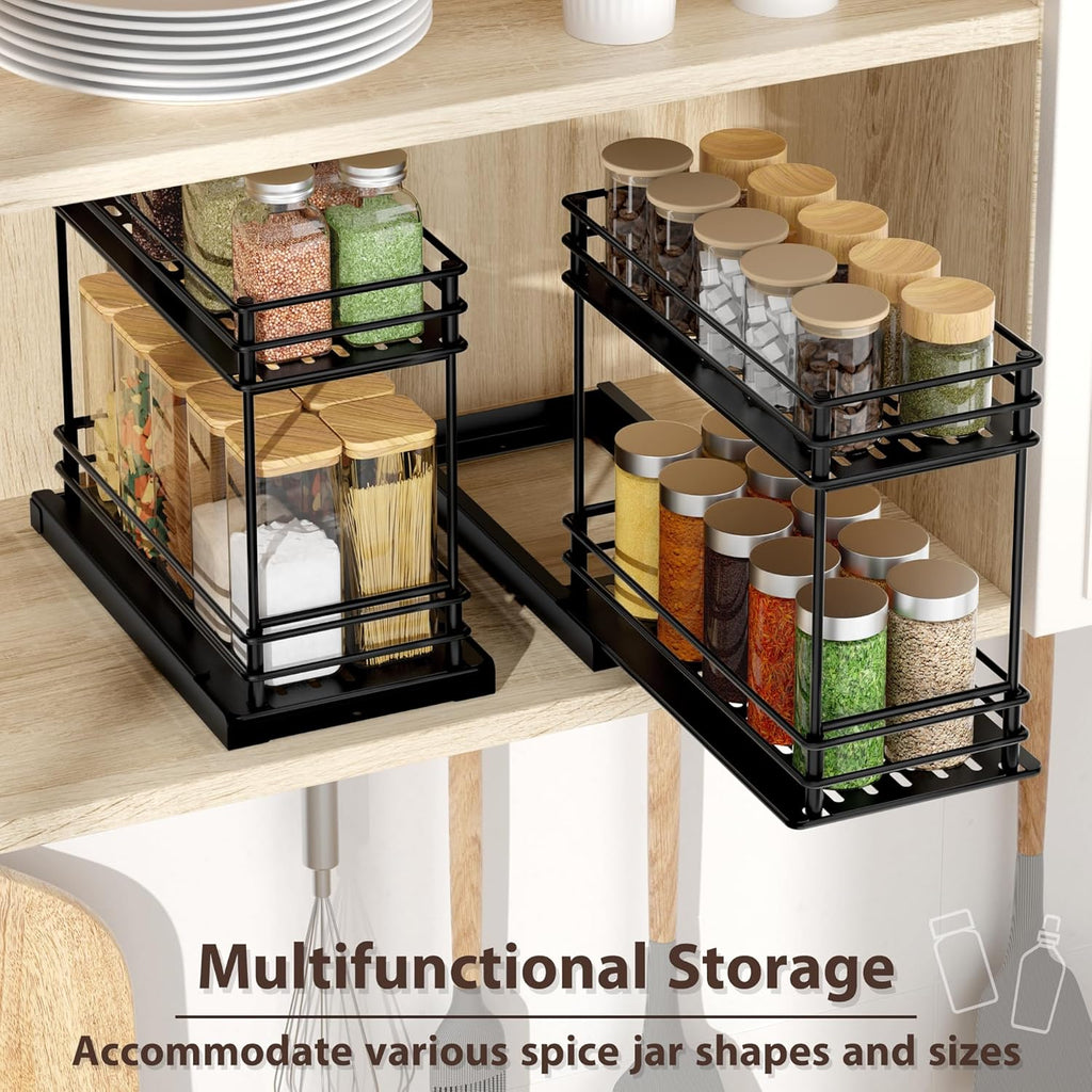 2-Pack 2-Tier Pull Out Spice Rack Organizer, 5.3''W x 10.4''D x 8.9''H R639972