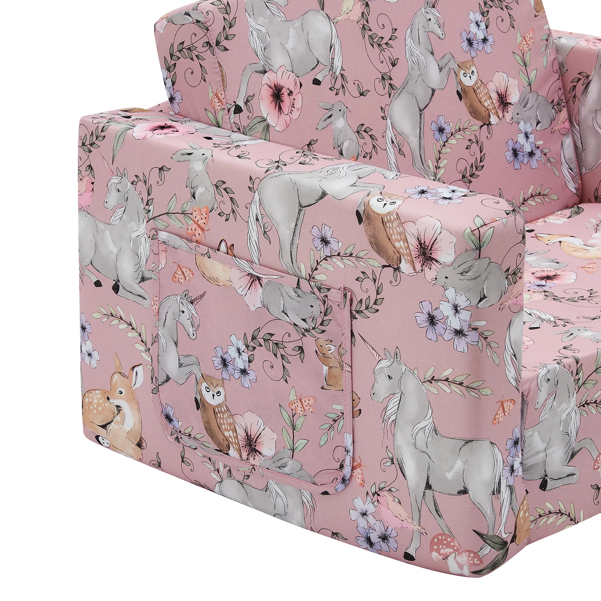 Pink Unicorn Convertible Kids Chair Sofa M3302