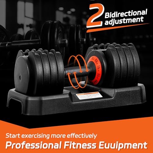 55LB Adjustable Dumbbell Set with Tray Q591377