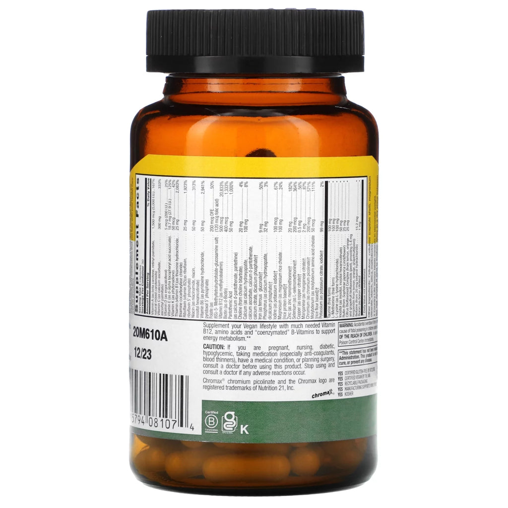 120 Vegan Capsules Multivitamin & Mineral Complex C58722
