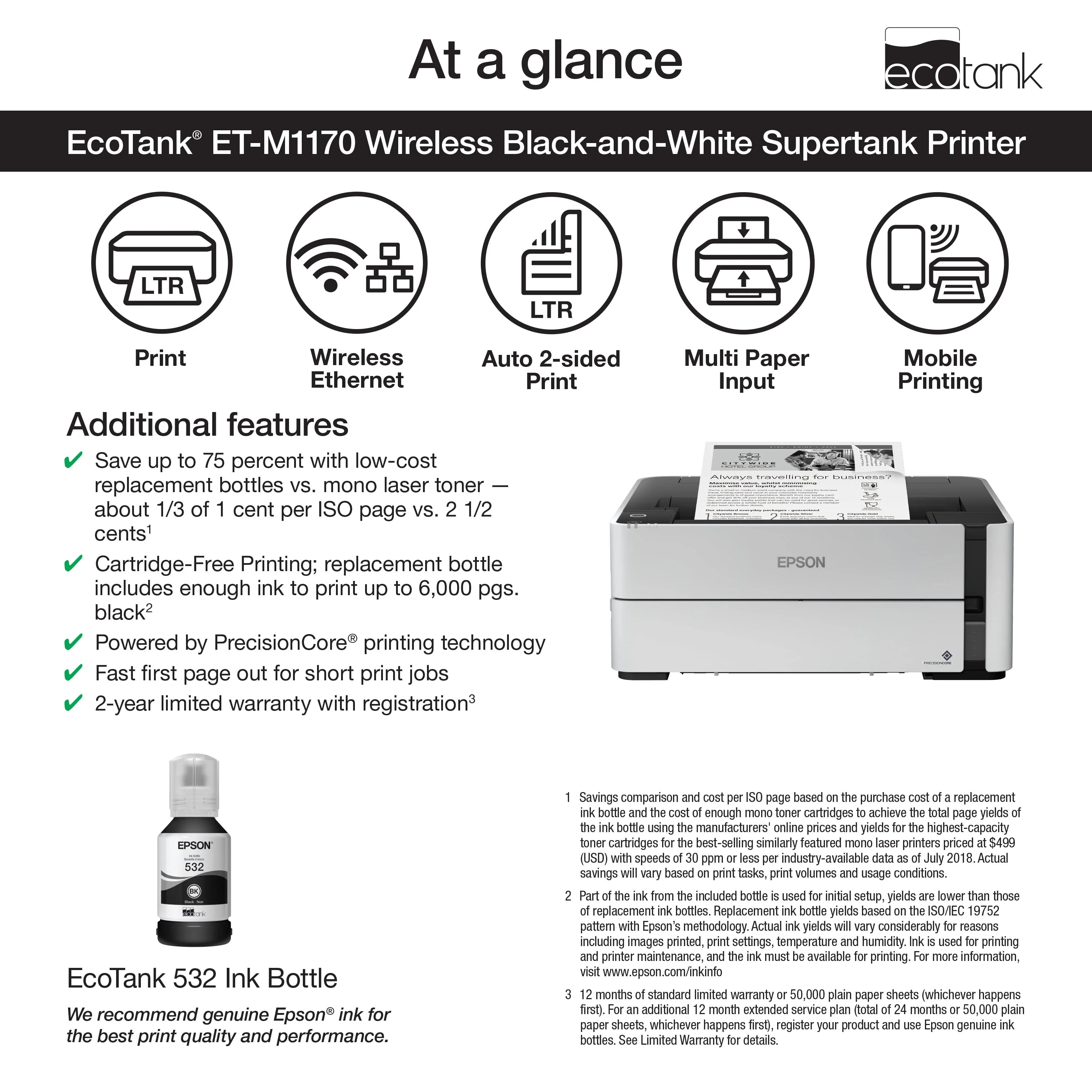 EcoTank ET-M1170 Wireless Monochrome Supertank Printer X847