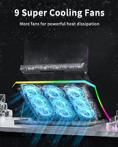 9 Quiet RGB Fans Cooling Pad for 15.6-17.3 Inch Laptops with 2 USB Ports T783