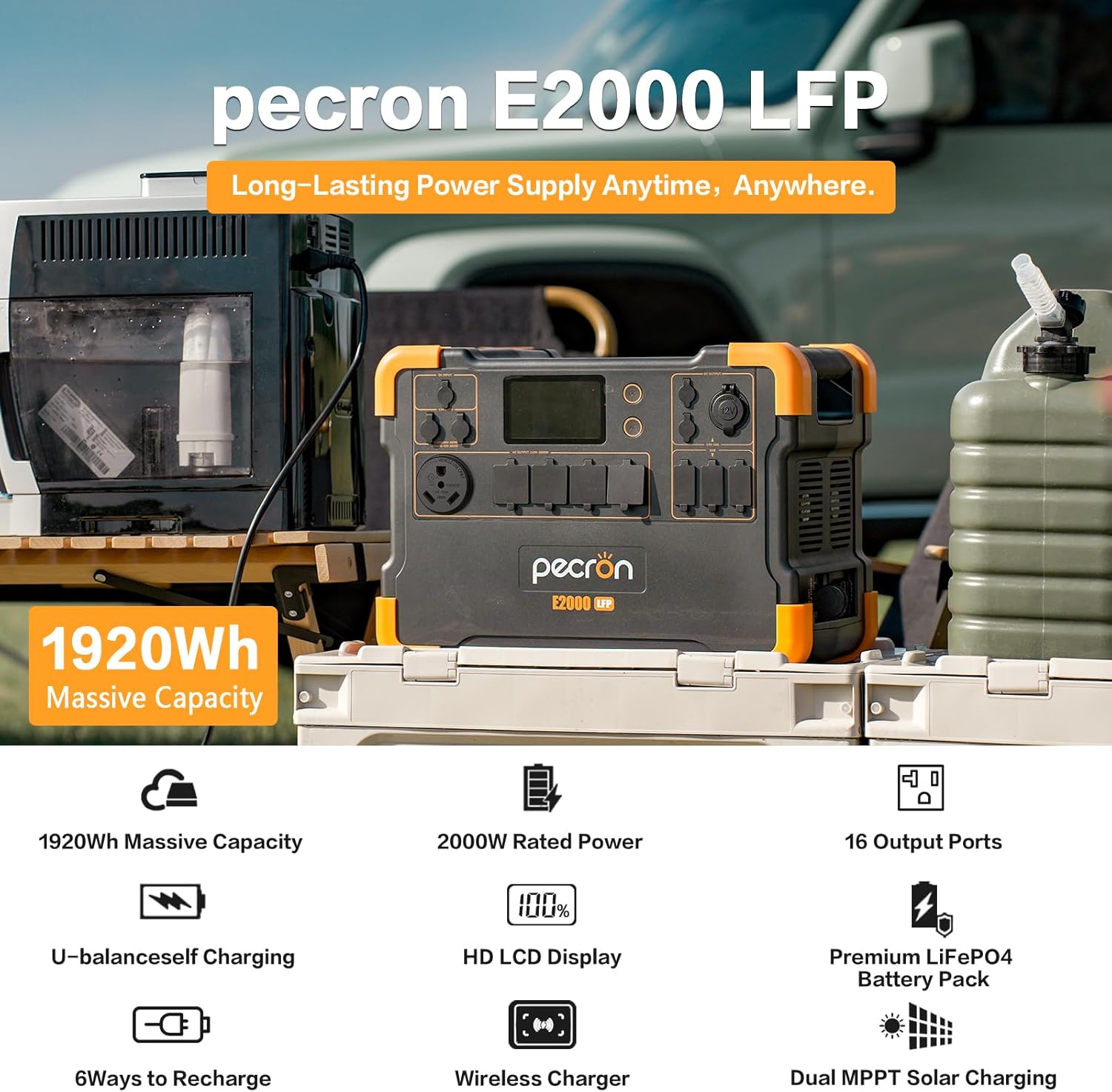 Portable Power Station with 6 Solar Panels LiFePO4 Battery Backup Z425292