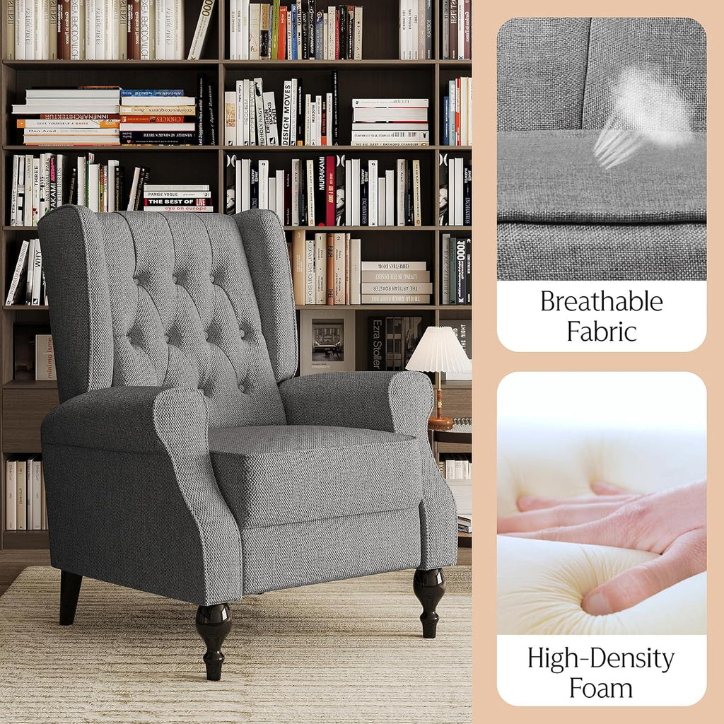 Dark Gray High Back Upholstered Recliner Chair Y498677