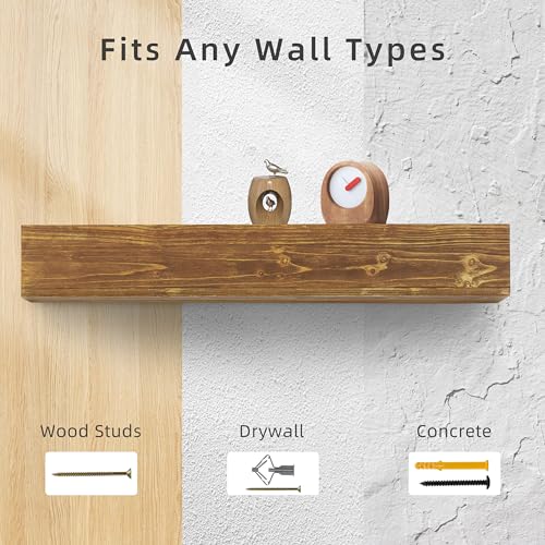 60" Rustic Wood Fireplace Mantel Floating Shelf G15105