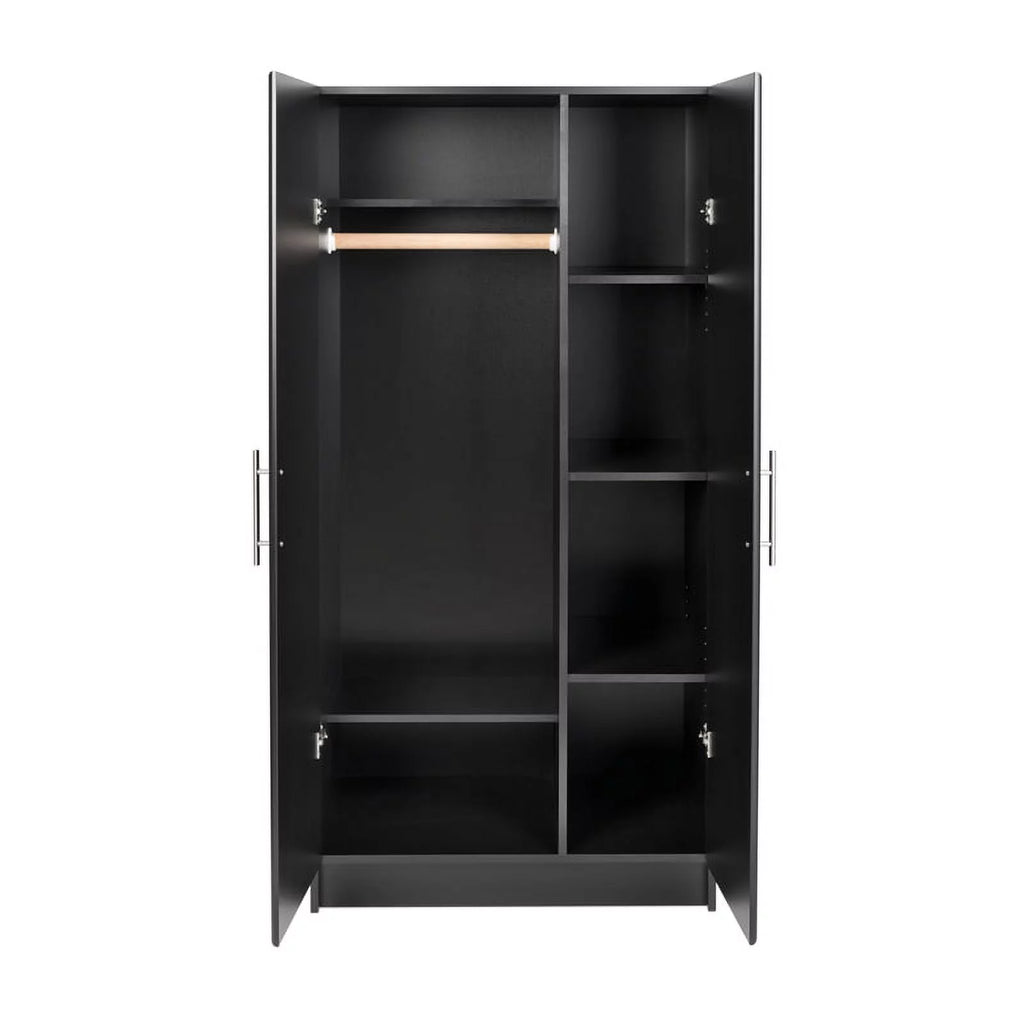 Black Storage Cabinet with Hanging Rail and Shelves Z732