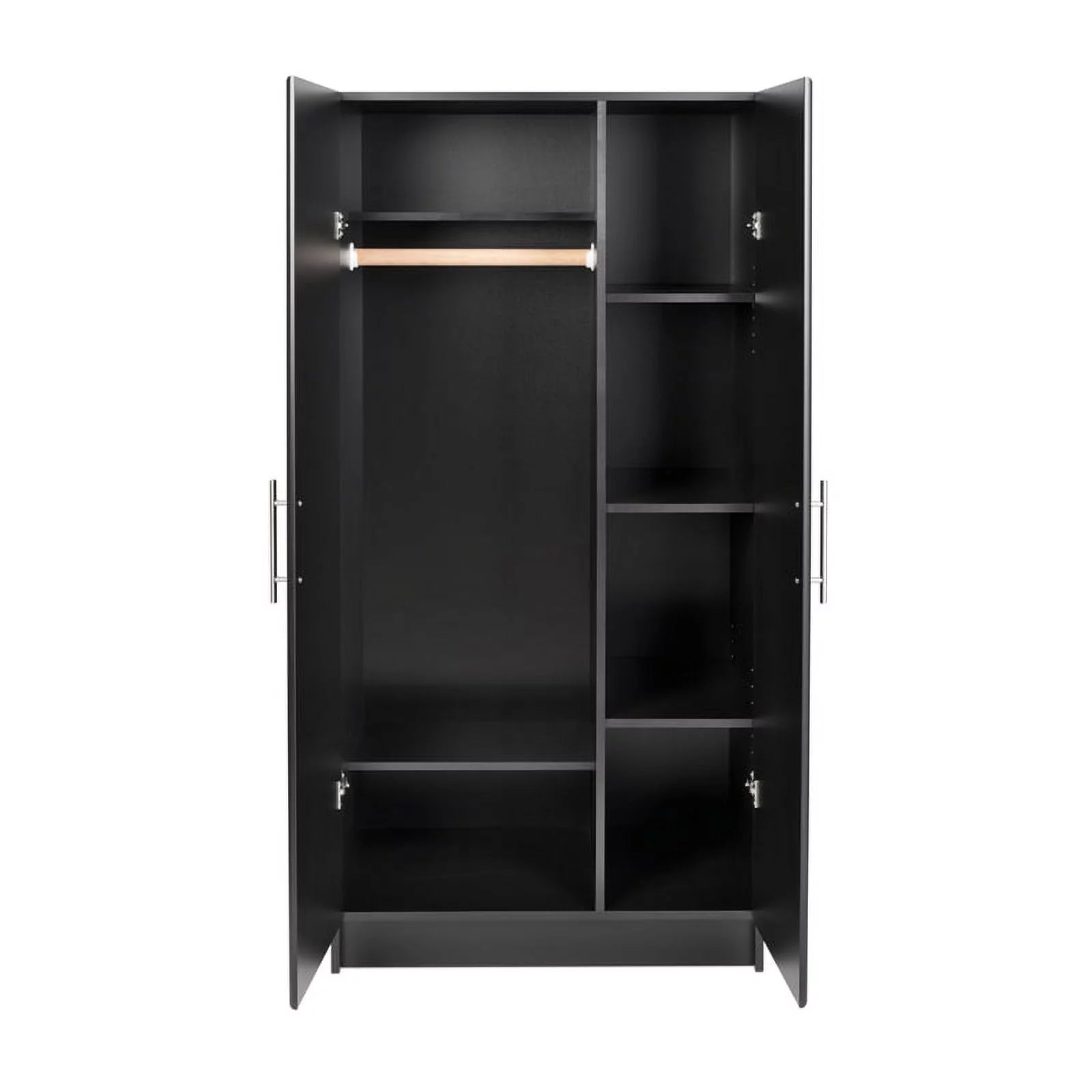 Black Storage Cabinet with Hanging Rail and Shelves Z732