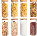 8 Pack 30oz Glass Food Storage Jars with Airtight Bamboo Wooden Lids V631568