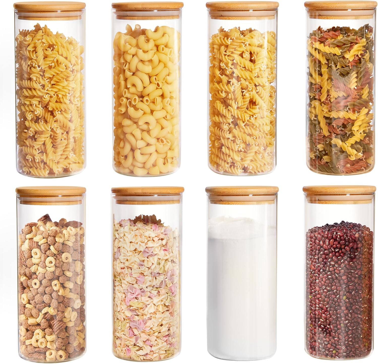 8 Pack 30oz Glass Food Storage Jars with Airtight Bamboo Wooden Lids V631568