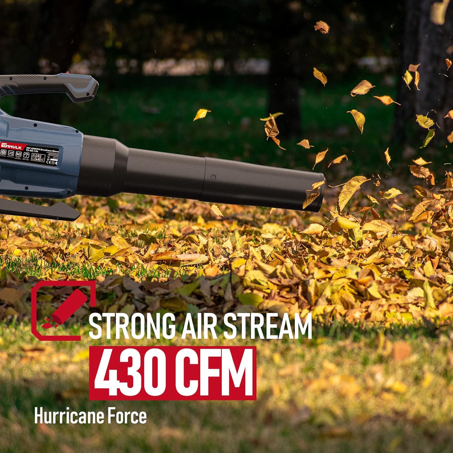 Cordless Leaf Blower, 430 CFM Electric Jet Blower with Brushless Motor, 20V 4.0Ah Battery & 1.8A Fast Charger C39773