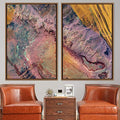 2 Piece Framed Canvas Wall Art Neon Turquoise Sand 16"x24"x2 Panels E734537