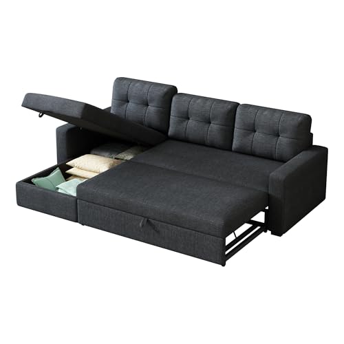 L-Shape Reversible Sectional Sleeper Sofa Bed with Storage Chaise Z9733