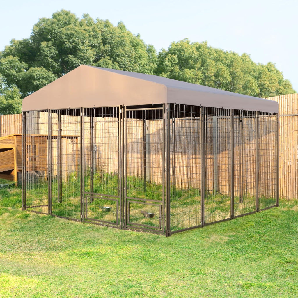 10' x 10' Large Dog Kennel with Roof and Lockable Door Q7455