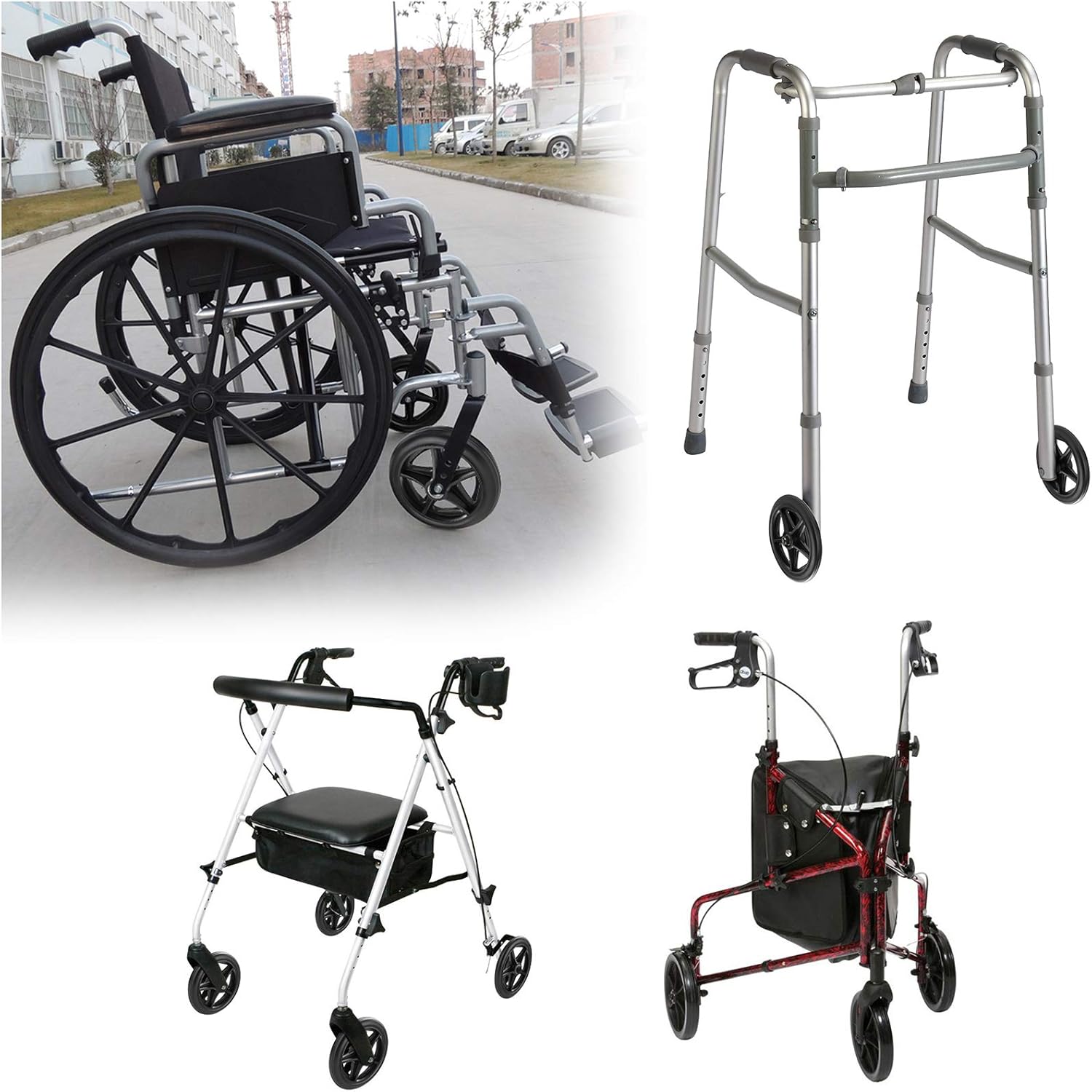 2PCS 6 Inch Rubber Wheelchair Front Wheels Replacement Casters Black O654980