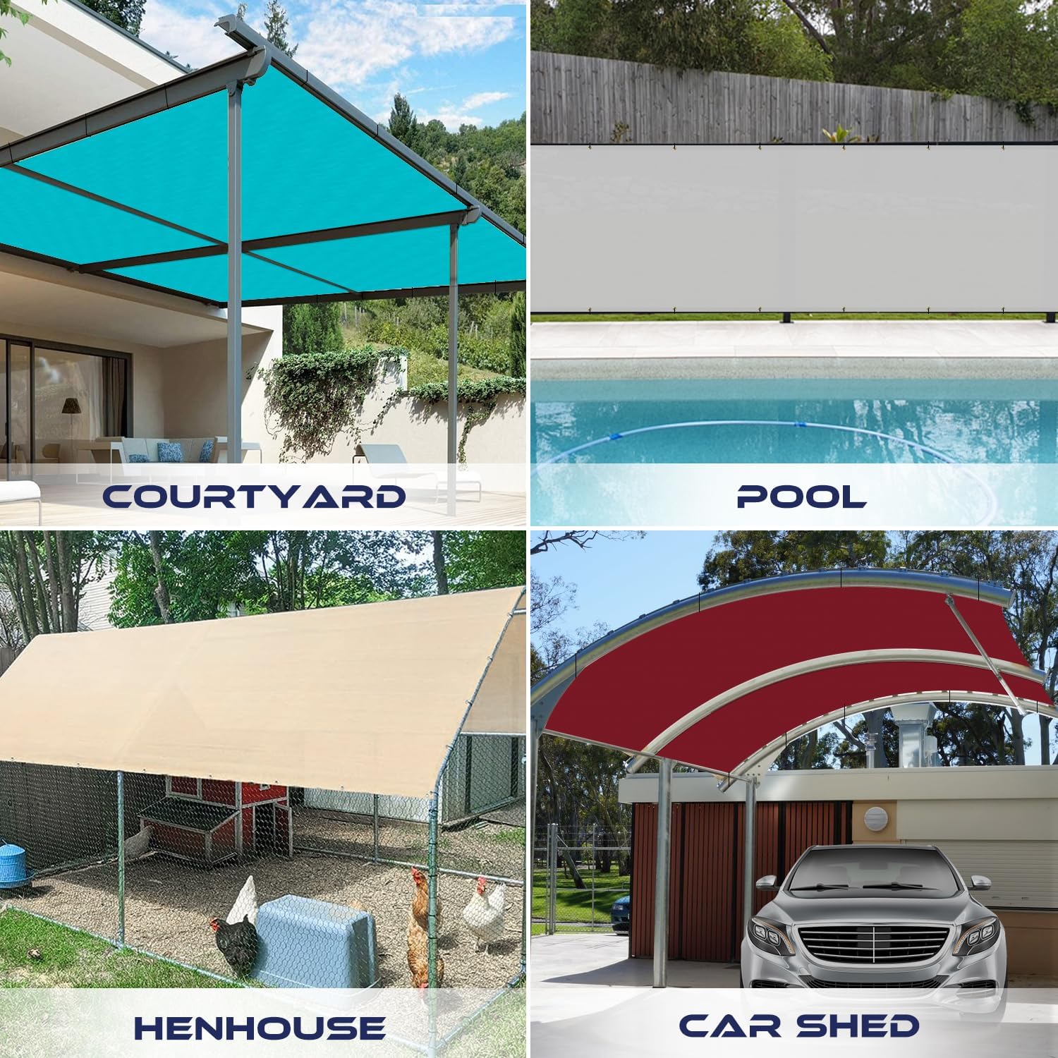 Beige Waterproof Sun Shade Sail Straight Edge Outdoor Canopy Cover F13832