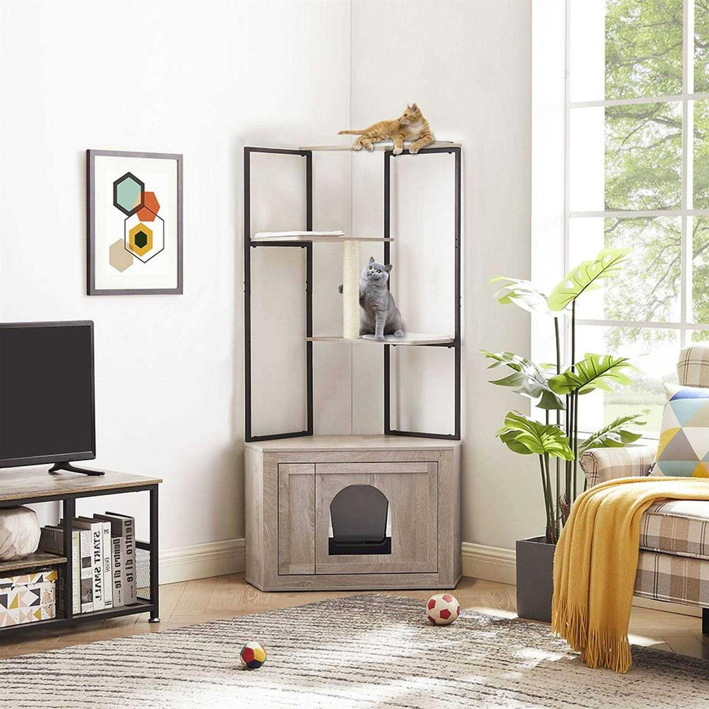 Corner Box Enclosure with Cat Tree Tower Cat Litter X136