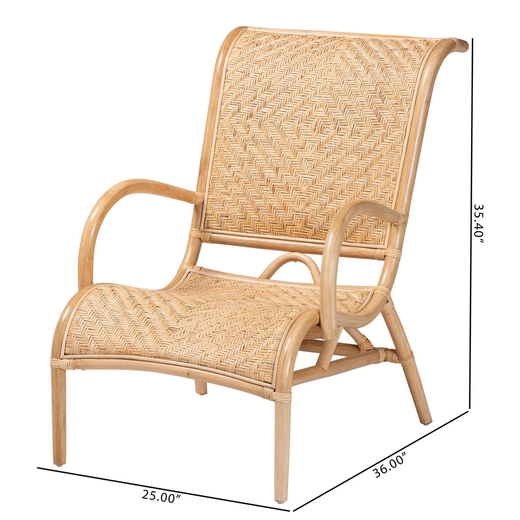 Natural Brown Rattan Lounge Chair D350234