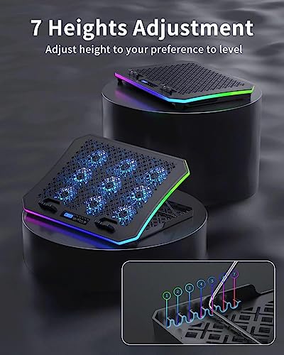 9 Quiet RGB Fans Cooling Pad for 15.6-17.3 Inch Laptops with 2 USB Ports T783