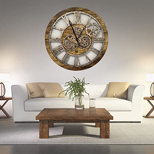 Vintage Ocean Blue and Bronze Oversized Gear Wall Clock P149944
