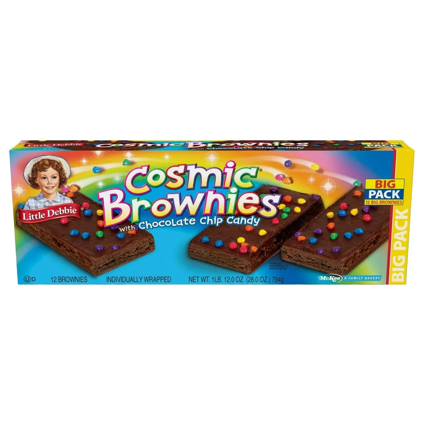 4 Big Pack Boxes Individually Wrapped Brownies with Chocolate Chip Candy X5566