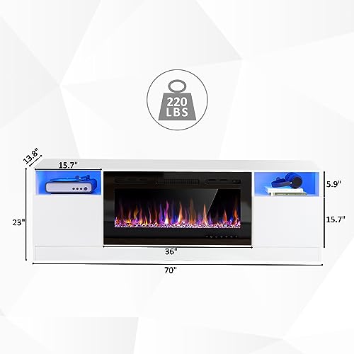 Black 70" Fireplace TV Stand with 36" Electric Fireplace U445