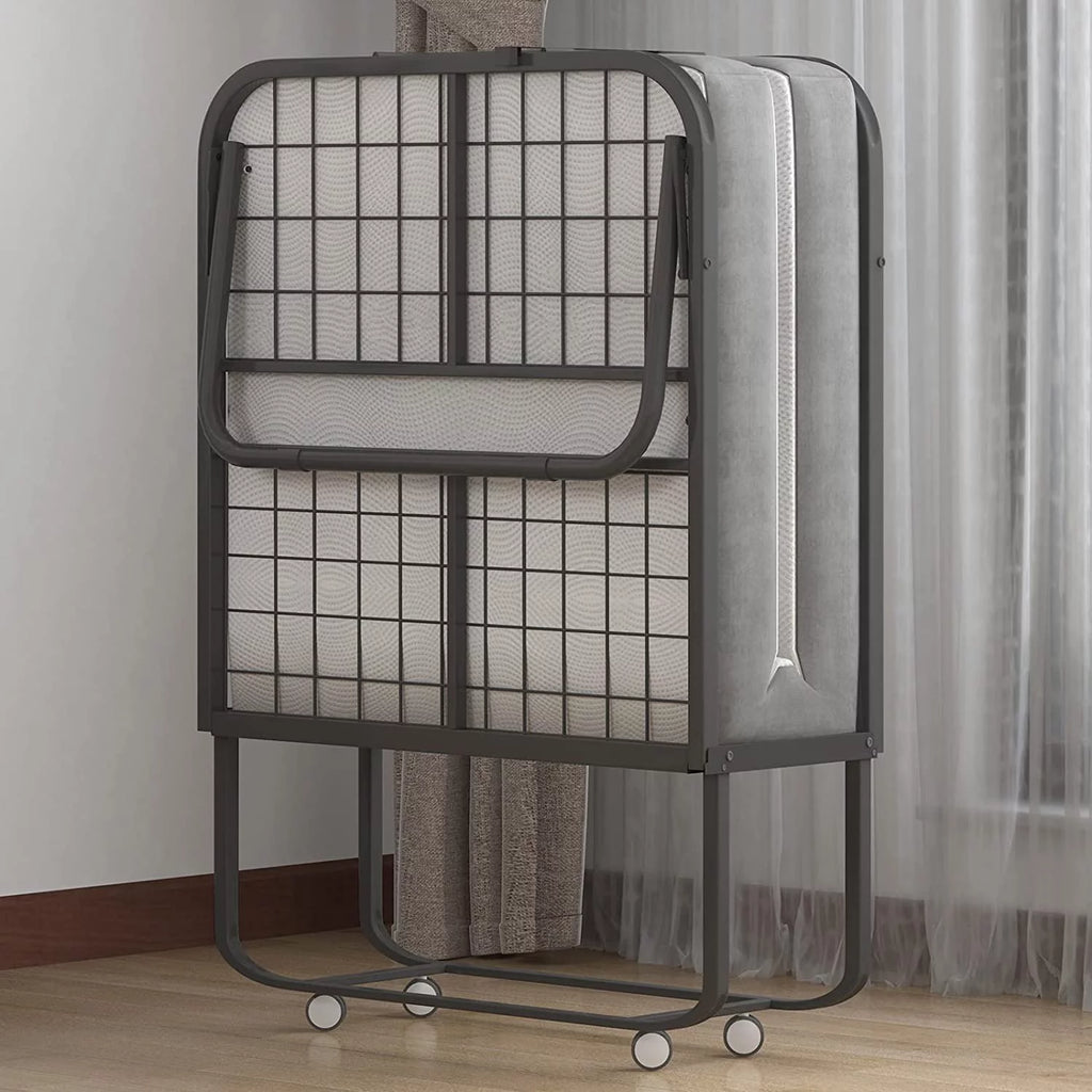 Folding Bed with 4 Inch Mattress and Lockable Wheels U897799