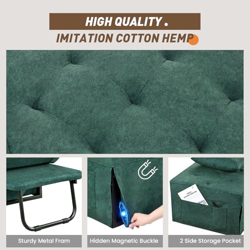Light Blue 36" W Convertible Ottoman Bed Sleeper L933