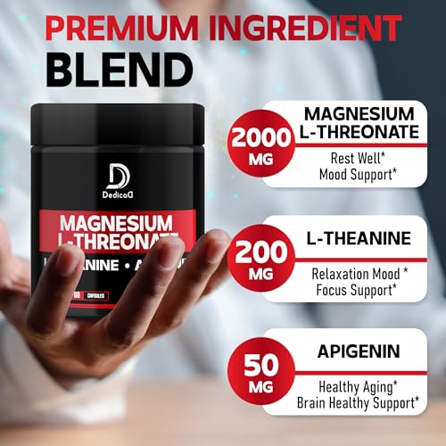 2 Packs 60 Capsules 2250Mg Magnesium L-Threonate with L-Theanine & Apigenin Triple Magnesium Complex Supplement M214974