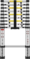 Telescoping Ladder 9.5 ft Aluminum Anti-Pinch Collapsible Ladder 330 lbs Capacity D94839