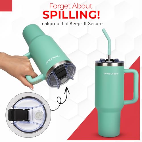 40 oz Insulated Stainless Steel Tumbler with Handle and Straw Lid G236667