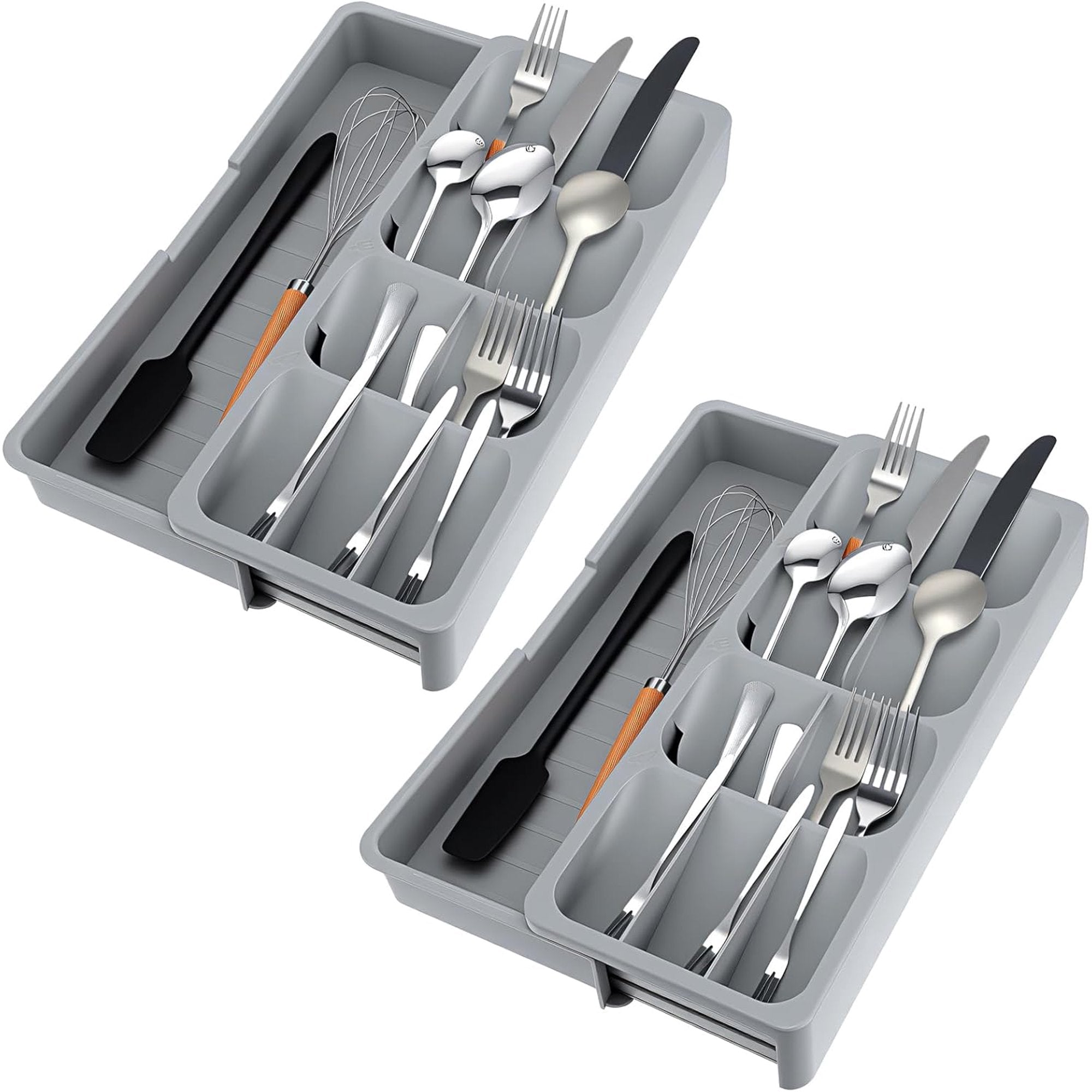 2 Pcs Expandable Gray Kitchen Drawer Organizer E1637
