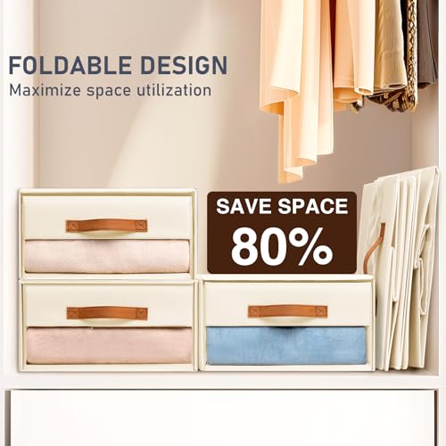 Grey Fabric Closet Organizers with Drawers, 4-Pack L4819