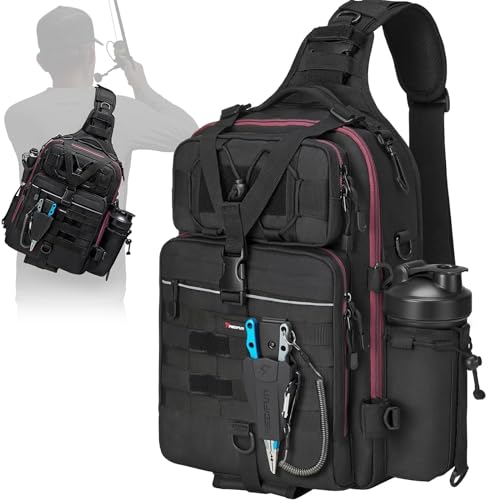 Lightweight Sling Fishing Tackle Bag with Rod & Gear Holder H1699