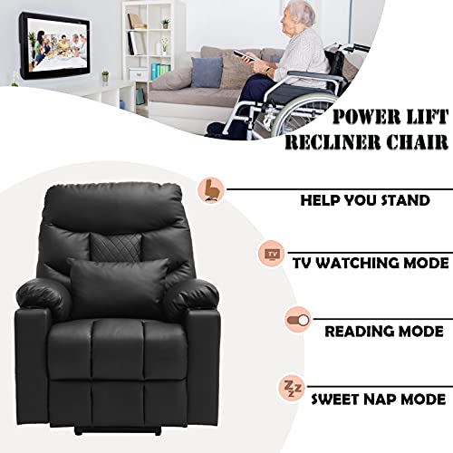 Grey Linen Fabric Power Lift Recliner Chair with Massage and Heated C16198