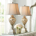 Large Traditional End Table Lamps Set of 2 Gold Silver Finish Mercury Glass N298