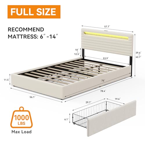 Beige Queen Bed Frame with 4 Storage Drawers B897