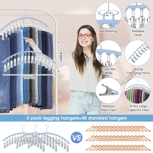 Black 3 Pack Pants Hangers with 15 Clips F200567
