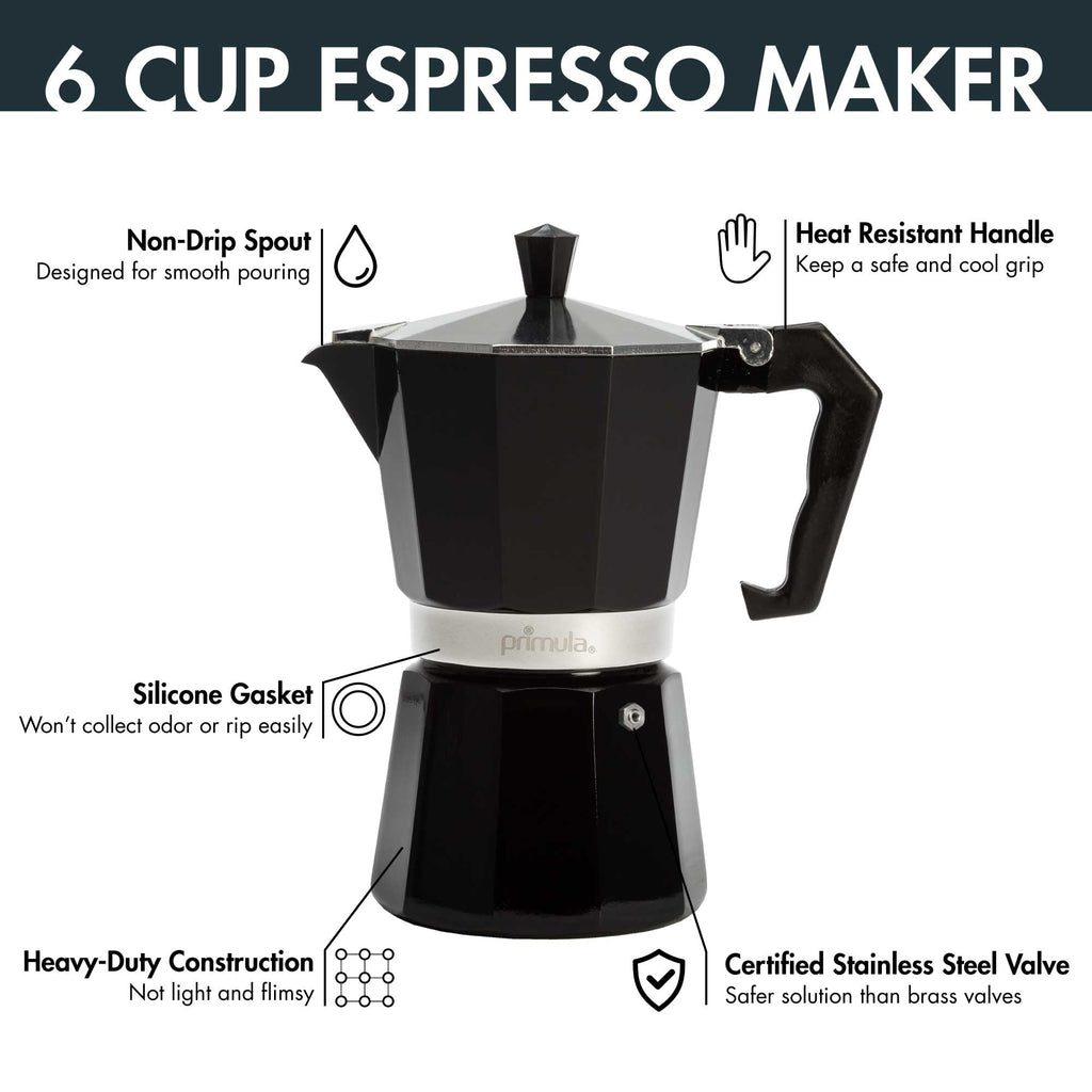 Black 6 Cup Stovetop Espresso Coffee Maker L9813