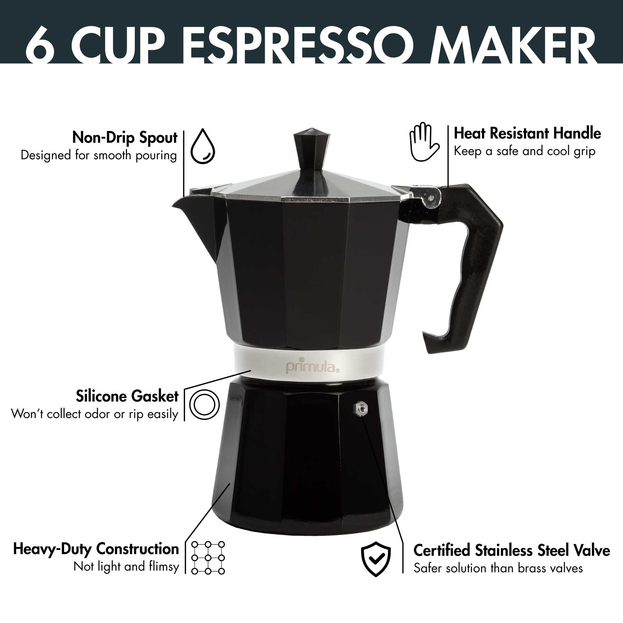 Black 6 Cup Stovetop Espresso Coffee Maker L9813