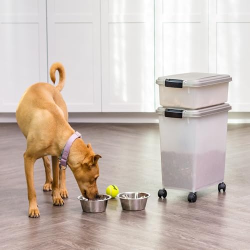 30 lbs & 11 lbs Combo Airtight Dog Food Storage Container, Stackable Treat Box, 2-Cup Scoop, Wheels, Seafoam Blue J33993