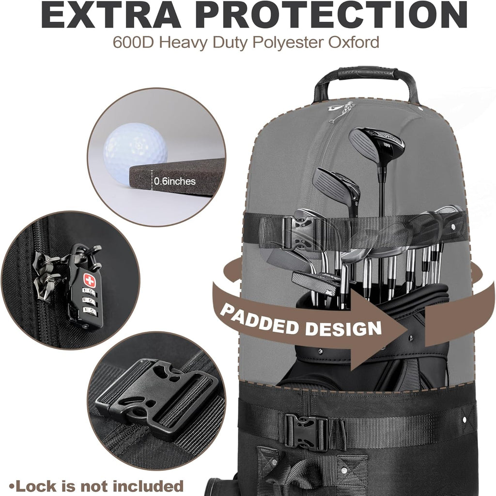 Heavy Duty 600D Polyester Oxford Golf Travel Bag with Wheels X499