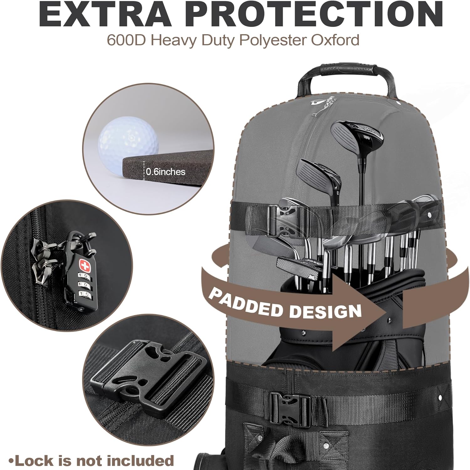 Heavy Duty 600D Polyester Oxford Golf Travel Bag with Wheels X499
