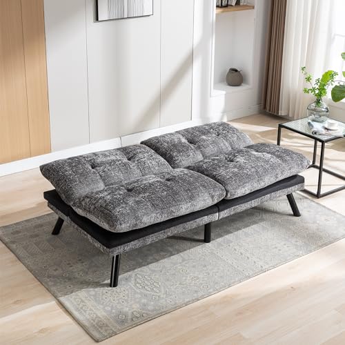 Dark Gray Polyester Memory Foam Convertible Futon Sofa Bed K9239