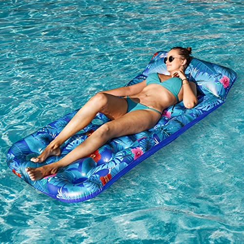 2 Pack Large Inflatable Pool Float Raft with Headrest I207
