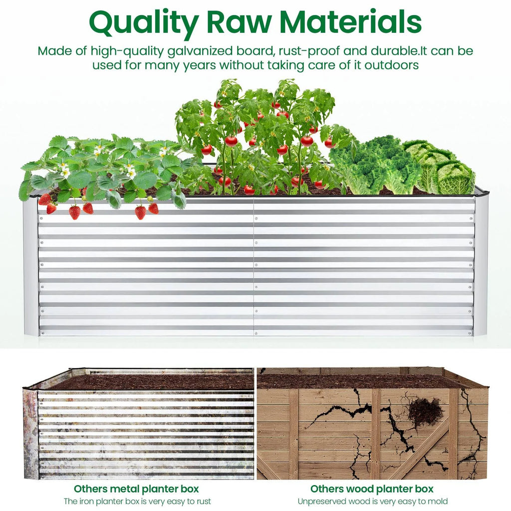 Galvanized Raised Garden Beds 6ftx3ftx2ft Large Metal Planter Box N896