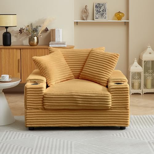 Oversized Corduroy Chaise Longue with Ottoman K863