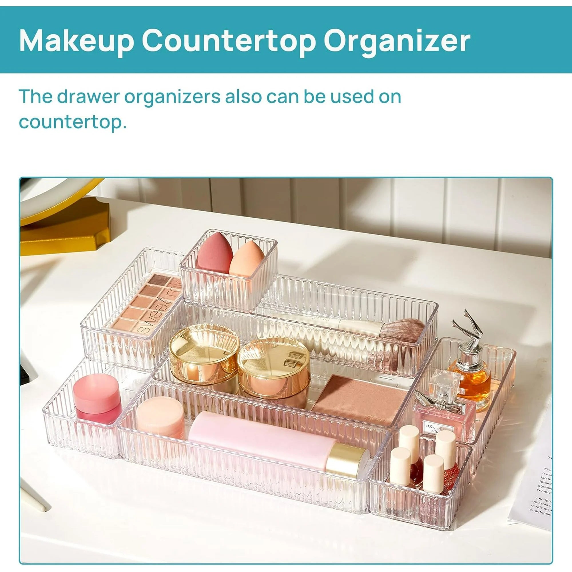 7 PCS Clear Acrylic Drawer Organizer Bins R1828