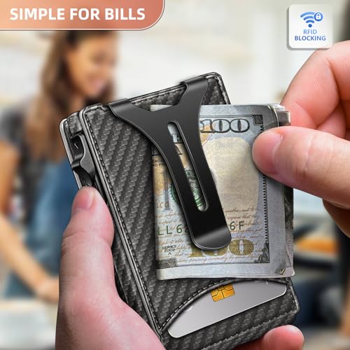 Men Wallet Money Clip Wallet Slim 9 Cards Metal Credit Card Case Magnetic Leather Flip Z7761