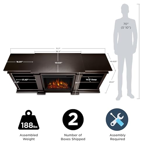 72" Black TV Stand with Electric Fireplace P39368